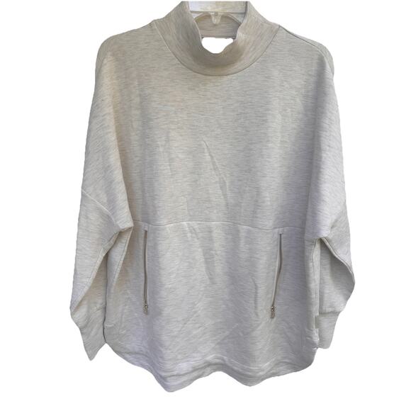 Varley Bay Sweater Sweatshirt Mock Neck Ivory Marled sz Small Oversized Soft - Picture 1 of 8